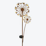 Image du produit pour 'Pissenlit solaire LED - pique de jardin en m�tal finition rouille, hauteur 114 cm'