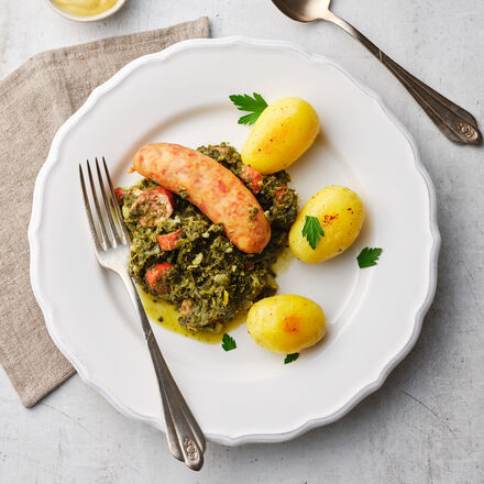 Image du produit pour ' Gr�nkohl mit Pinkel -  Chou fris� avec saucisse fum�e '