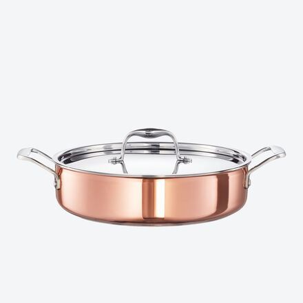 Image du produit pour 'Batterie de cuisine en cuivre  5 couches : faitout bas avec couvercle'