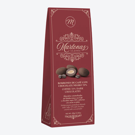 Image du produit pour 'Caramel sal : amandes espagnoles aromatiques enrobes finement de chocolat noir'