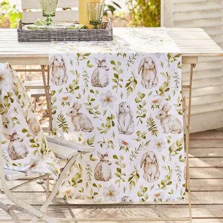 Image du produit pour 'Chemin de table en coton de qualit suprieure avec des motifs minutieux de lapins'