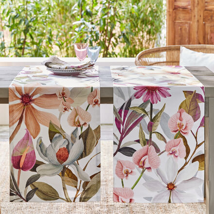 Image du produit pour 'Chemin de table floral d'un atelier de tissage traditionnel de Sicile, trait anti-taches'