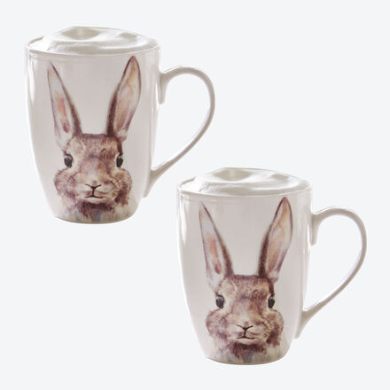 Image du produit pour 'Dguster du chocolat chaud ou du lait de poule dans des tasses  l'effigie du lapin de Pques'
