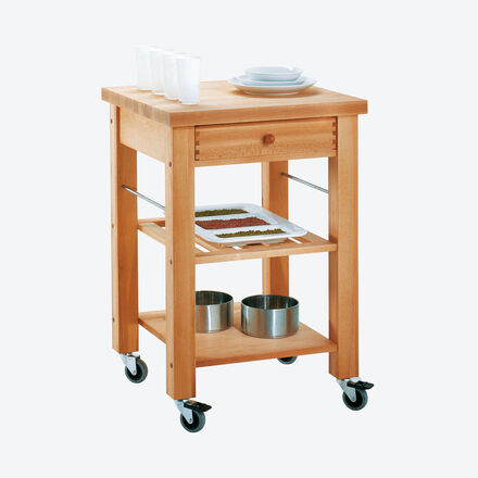 Image du produit pour 'Desserte de cuisine mobile en bois massif de haute qualit, sans panier'