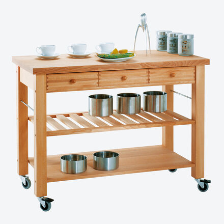 Image du produit pour 'Desserte de cuisine mobile en bois massif de haute qualit, sans panier'