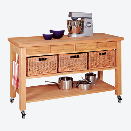 Image du produit pour 'Desserte de cuisine mobile en bois massif de haute qualit, sans panier'