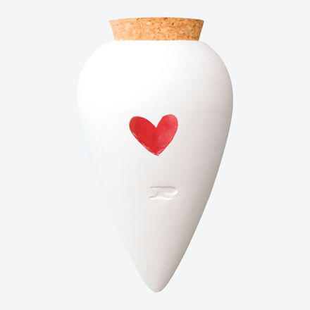 Image du produit pour 'Distributeur d'eau pour plantes en terre cuite - blanc avec coeur , 250 ml'