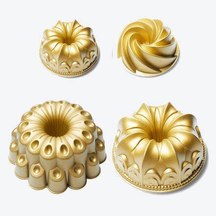 Image du produit pour 'Ensemble de moules  ptisserie Hagen Grote - 2 mini-moules, fleur de lys & fleur de dahlia'