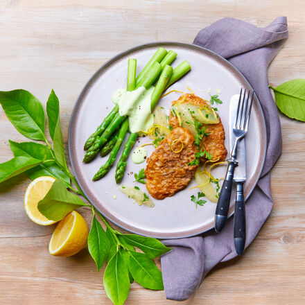 Image du produit pour 'Escalopes de veau au citron et  la crme d'asperges vertes'