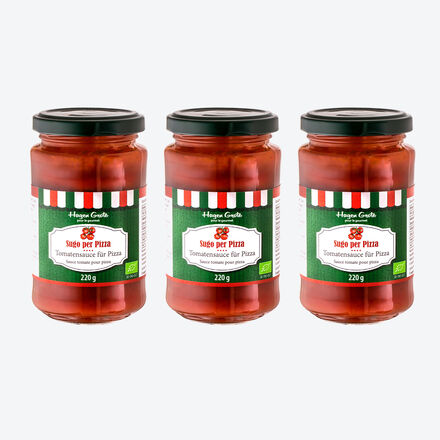 Image du produit pour 'Le Sugo Per Pizza BIO pr�par� � la napolitaine est consid�r� comme la meilleure sauce tomate pour pizza'