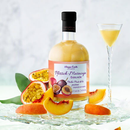 Image du produit pour 'Liqueur aux oeufs  la pche et au fruit de la passion, frache et riche, avec de la vritable vanille Bourbon'