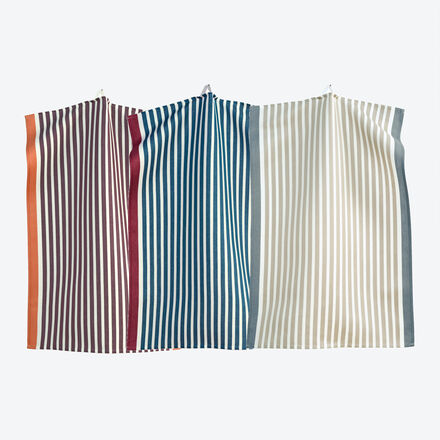 Image du produit pour 'Lot de 3 torchons : du lin mlang non pelucheux dans un motif  rayures classique'