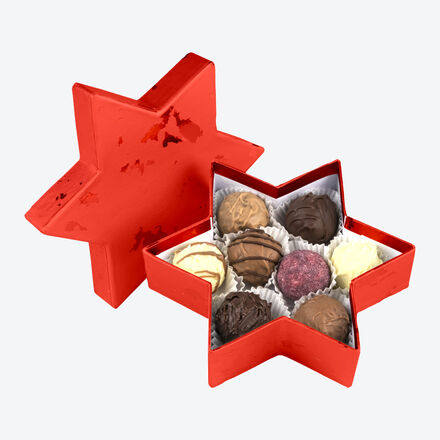 Image du produit pour 'Mlange exquis de chocolats faits  la main prsents dans une jolie toile de Nol'