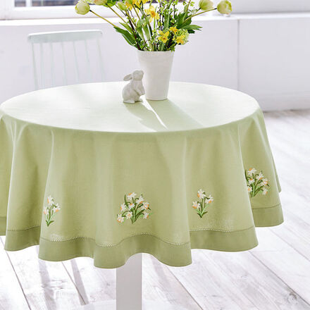 Image du produit pour 'Nappe : Laissez entrer le printemps avec ce linge de table aux narcisses minutieusement brod�s'