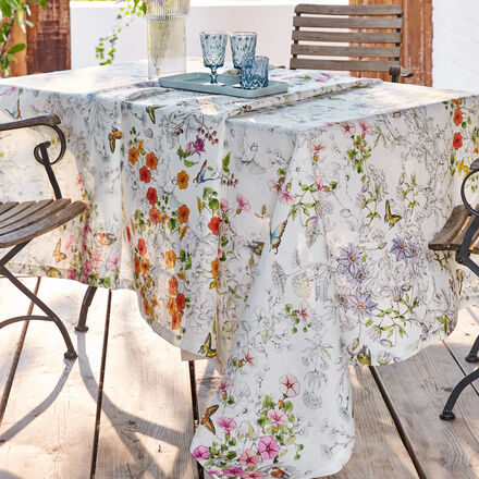 Image du produit pour 'Nappe en lin fleuri - fabrication artisanale italienne'