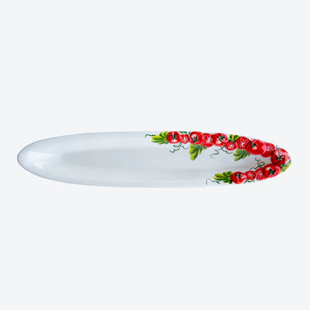 Image du produit pour 'Plat ovale - Cramique traditionnelle avec relief et motif de tomates peint  la main'