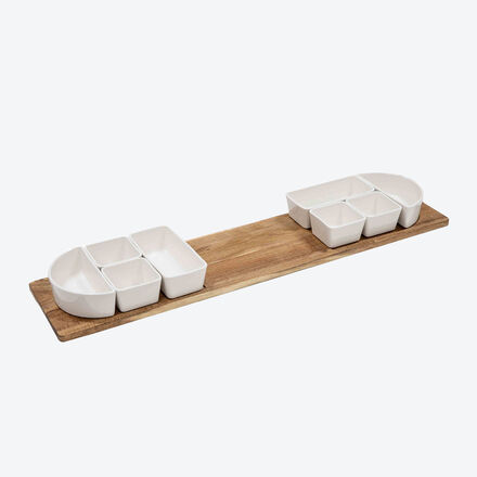Image du produit pour 'Plateau de service avec 8 coupelles en porcelaine - disposition modulable'