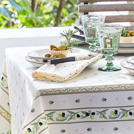 Image du produit pour 'Serviettes : linge de table mditerranen enduit au motif d'olives'