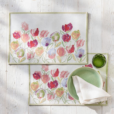 Image du produit pour 'Set de table en tissu � motif de tulipes - Gobelin, lot de 2'
