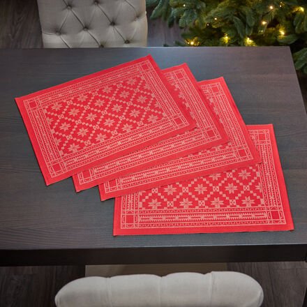 Image du produit pour 'Sets de table : linge de table de Nol sudois au motif classique d'toiles'