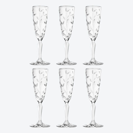 Image du produit pour 'Verres  champagne en cristal aux motifs de feuillages pour dguster avec lgance'