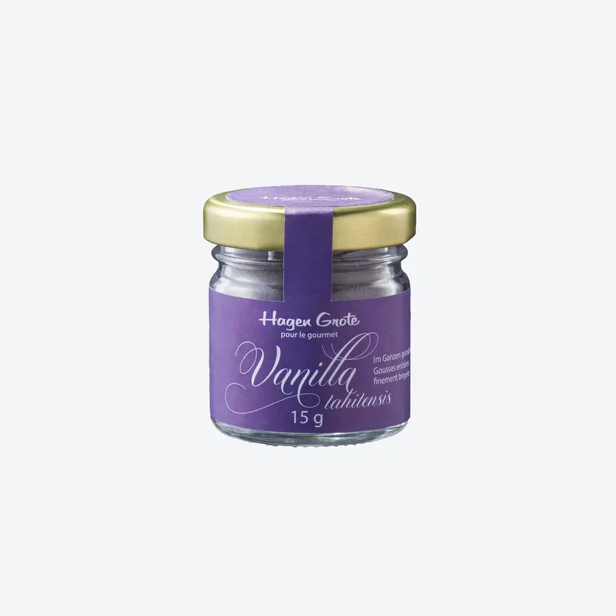 Tahiti Vanillepulver von Hagen Grote im Glas mit goldenem Deckel, 15 g